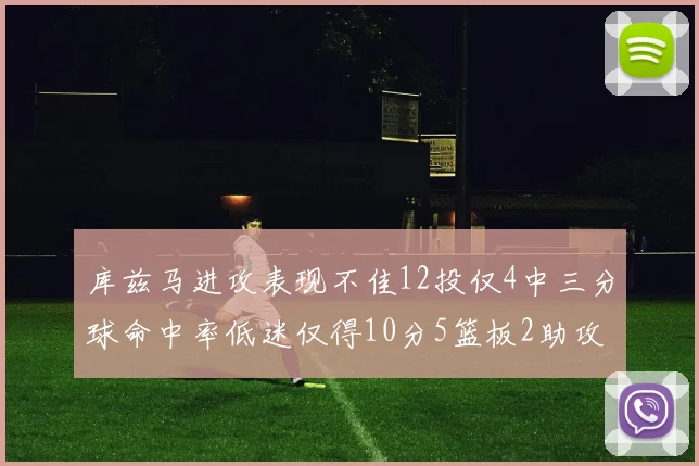 库兹马进攻表现不佳12投仅4中三分球命中率低迷仅得10分5篮板2助攻